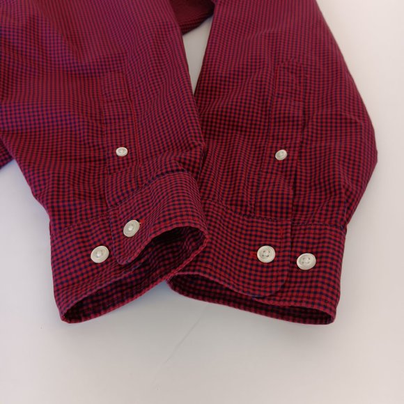 Brooks Brothers Men's Red/Blue Gingham Cotton Long Sleeve Sport Shirt Size L - Picture 8 of 13